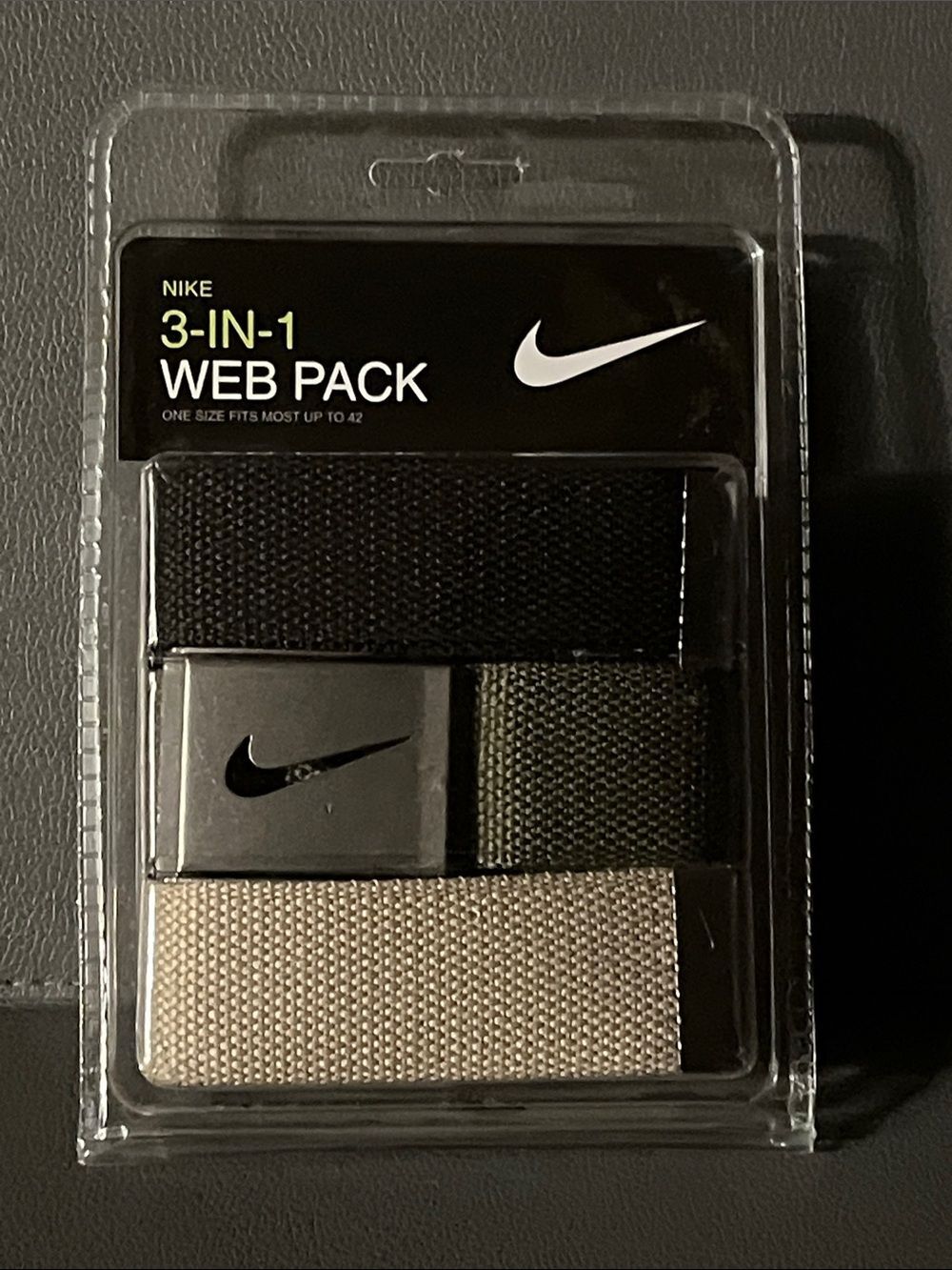 Nike 3-in-1 Web Pack Belts - Black, Olive, Tan